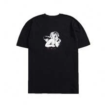 DARCSPORT American-Style  Brand High-End Sporty Stylish Top, Printed Pure Cotton Loose-Fit Unisex Short-Sleeve T-Shirt - T250908 Màu đen - Xem 6
