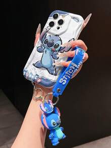 Disney Has Authorized, Phone Case - Chain Set, The Stitch Lilo & Stitch Phone Case Plus A Silicone 3D Or Fluffy Style Stitch Bracelet With Metallic Ring Removable Bracelet, Stitch And Angel Pattern, Compatible With Iphone 17/16/15/14/13/12/11/XS/XR/X Plus Pro Max, Wavy Design Phone Case For Girl, A Stylish Cartoon Summer Phone Case, The Perfect Gift Choice, Phone Protection, Durable Phone Cover, Great Gift For Friends And Family - 白色款式A - 查看 3