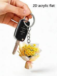 2D Flat Acrylic Dahlia Flower Bouquet, Lightweight Floral Keychain, Valentine's Day Flower Pendant, Interesting Decor, Backpack Accessory, Fashion Pendant, Home Decor, Car Decor And Pendant, Earphone Pendant, Bag Pendant, Accessory Gift, Perfect Gift For Family And Friends, Valentine's Day Gift, Birthday Gift, Party Gift, Anniversary Gift, Mother's Day And Teacher's Day Gift - A - View 4