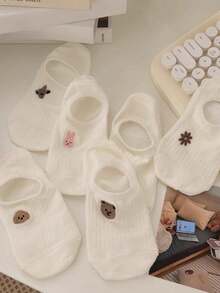 5/10 Pairs White Ankle Socks For Women, Thin Summer Low-Cut Invisible Socks - White - View 3