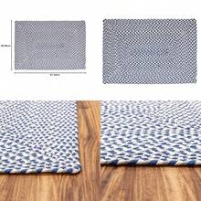 Super Area Rugs Alfombra de algodón Trenzado Tricolor diseño de Cuadros Azul Blanco Gris Rectangular 2 x 3 pies - Azul blanco gris. - Ver 1