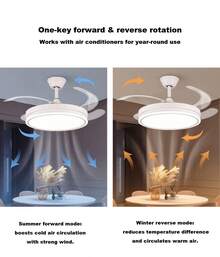 Don Feliz Modern 107cm Ceiling Fan With Light And Remote Control - Silent 6-Speed DC Motor, 3CCT Dimmable LED, Low Profile Fan For Bedroom And Living Room, White - 查看 6