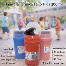 Garrafa térmica infantil pequena Garrafinha térmica lancheira fano kids Unitermi - Azul - Visão 2