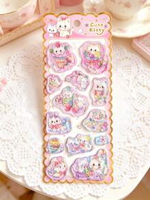 Hình dán mèo Kawaii màu pastel: Hình dán 3D dạng cát chảy với hoa anh đào, bánh cupcake và những chú mèo mộng mơ dành cho những trang nhật ký ngập nắng. - Nhiều màu - Xem 7