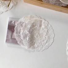1pc European Style Embroidered Lace Tray Mat, Round Hollow Lace Edge, Suitable For Jewelry Display, Vintage Dining Mat - Multicolor - View 3