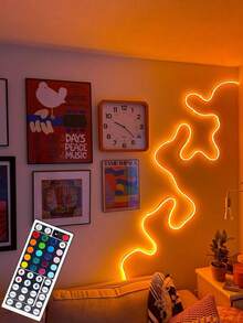 1 đèn neon LED RGB dẻo có điều khiển từ xa, đèn neon đổi màu thích hợp trang trí phòng ngủ, phông nền sofa, khu vực chơi game và phòng chiếu phim gia đình, lý tưởng cho trang trí ngày lễ. - ánh sáng đa sắc - Xem 4