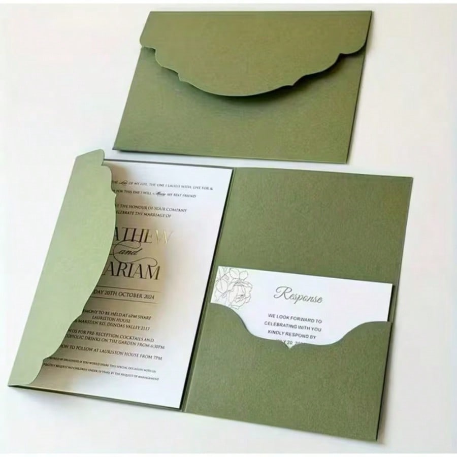 10 pieces wedding invitation tri-fold cover, elega...