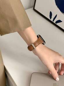 1件裝經典商務棕色PU皮革錶帶，適用於Apple Watch 38mm 40mm 41mm 42mm 44mm 45mm 49mm，優雅皮革錶帶兼容 Ultra 11 10 9 8 7 SE3 6 5 4 3 2 1，商務男士智慧手錶錶帶，手錶錶帶配件，替換手錶錶帶 - 棕色 - 查看 2