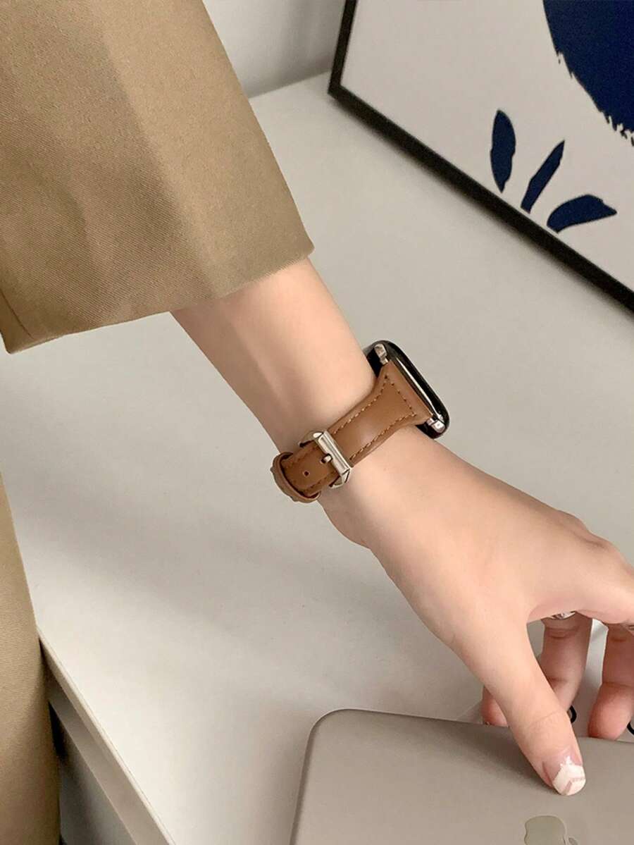 1件裝經典商務棕色PU皮革錶帶，適用於Apple Watch 38mm 40mm 41mm 42mm 44mm 45mm 49mm，優雅皮革錶帶兼容 Ultra 11 10 9 8 7 SE3 6 5 4 3 2 1，商務男士智慧手錶錶帶，手錶錶帶配件，替換手錶錶帶