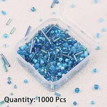 1000 hạt cườm thủy tinh hỗn hợp, hạt rời dùng để tự làm trang sức, kẹp tóc, tua rua, vòng tay, vòng cổ, đồ thủ công thêu và đính cườm. - Hạt cườm/hạt ống thủy tinh tự làm - Xem 19