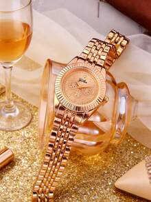 1pc Fashionable Luxury Girl's Wrist Watch With Faux Three-Eye Decoration, Time Function, Valentine's Day Gift, Alloy Girl's Quartz Watch, Multiple Colors Available - Multicolor - View 5