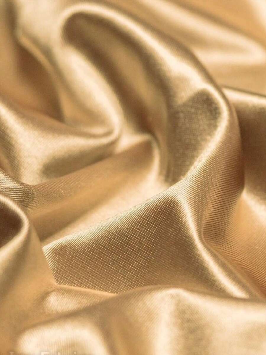 1pc Antique Gold Faux Silk Satin Fabric, Handmade DIY Sewing Material - Ancient Golden Color - View 1