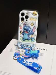 This Disney Stitch Lanyard Phone Case Is Fully Covered In TPU Material. It's Shockproof, Lightweight, And Compatible With IPhone17/16/11/13/15/15 Plus/15 Pro/15 Pro Max/12/14 Pro Max/11 Pro Max/12 Pro/12 Pro Max/13. This Phone Case Makes A Popular Birthday Gift Or Business Gift; It's Durable, Stain- And Fingerprint-Resistant, And Suitable For Both Men And Women. The Set Also Includes A Mickey Mouse Phone Case And A Stitch Plush Bracelet. It's A Perfect Gift For Friends And Family. This Stylish Phone Case Is Fun, Lightweight, And Durable. IPhone17 Pro Max Phone Case, Angel Phone Case. - trắng - Xem 3