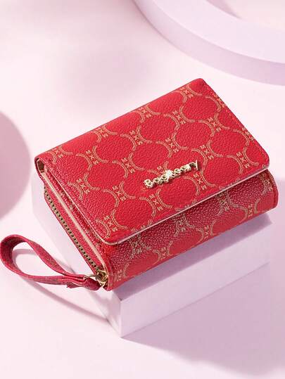 High-End New Short Women's Wallet, Multi-Function Random Letter Pattern Small Handbag, Retro Color Korean Style, Multiple Card Slots
