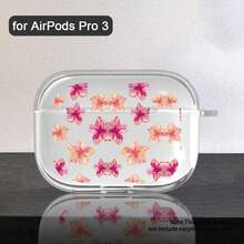 1 pieza Funda para auriculares con estampado floral de verano impreso con UV, compatible con auriculares 1/2/3/4/Pro/Pro2/Pro3, diseño minimalista y de moda, adecuado como regalo para estudiantes, trabajadores de oficina y profesionales - transparente - Ver 6