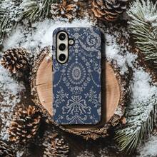 Funda para teléfono: Diseño de patrón damasco azul, funda de doble capa resistente para una protección superior, para Samsung Galaxy S26/S25/S24/S23/S22/S21/S21+/S21 Ultra, Plus, FE, Edge/S20 FE/A15/A16, 17, 16, 15, 14, 13, 12, 11 Pro Max, Plus y Pro/A17/A26/A36/A56, Regalo de cumpleaños o Navidad. - Color mixto 1 - Ver 4