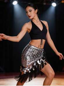 Belly Dance Belt Costumes Sequins Tassel Belly Dance Hip Scarf For Women Belly Dancing Belts Performance Wear Props Waist Chain - Multicolor - View 10