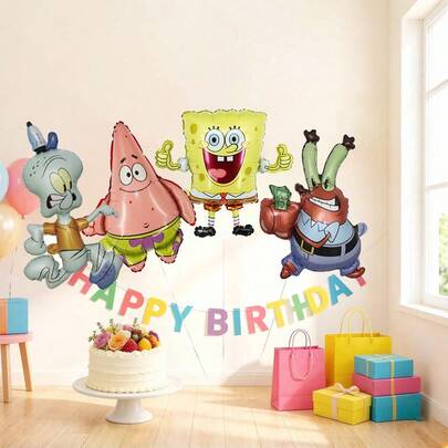 SpongeBob SquarePants SquarePants Officially Licensed Balloons Set Cartoon Cute Smiling Face Birthday Party Decoration Collectibles Photo Backdrop, Celebration Party Supplies,Cartoon Anime Themed Party Supplies For Kids Boys Girls Scene Props.