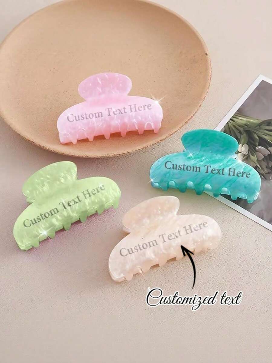 Personalized Acrylic Hair Clip, Gift For Family, Lover, Friend, Valentine's Day, Customized Name Text Acrylic Hair Claw Clip - Multicolor - View 1