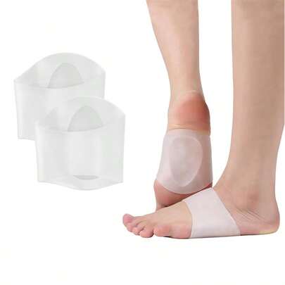 QKC 1 Pair Silicone Arch Support Cushion - Unisex Summer Use, Non-Stuffy, Ergonomic Design Foot Arch Pad, Comfortable Foot Arch Protection