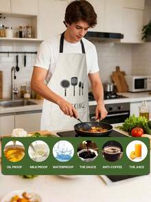 1 pieza Delantal de cocina para mujer con bolsillo para toalla, diseño de bolsillo grande, impermeable, adecuado para cocinar y hornear, diseño de limpieza de manos, accesorio de cocina esencial - Multicolor - Ver 5