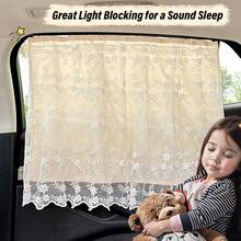 1PC Lace Double-Layer Track-Type Car Sunshade Curtain With Suction Cup Mounting, Privacy Car Curtain For Baby Side Window And Rear Sun Protection Curtain - Suction Cup Lace Double-layer Curtains - View 3