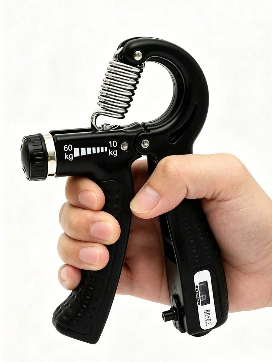Entrenador de fuerza de agarre ajustable, fortalecedor de agarre manual profesional y ejercitador de muñeca, adecuado para rehabilitación de dedos y músculos del brazo, entrenamiento de fuerza de muñeca para fitness, accesorio de ejercicio para el hogar y el gimnasio - Negro - Ver 1