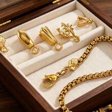 5 chiếc mặt dây chuyền hình bông tuyết và lá cây bằng thép không gỉ mạ vàng 18K, mặt dây chuyền hình quả dưa, phụ kiện tự làm vòng cổ, trang sức. - Nút hạt dưa - Xem 2