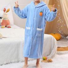 1 pieza Bata de baño con capucha bordada con orejas de conejo de felpa coral, ropa de estar en casa, bata de alta gama, adecuada para baño, piscina, regalo - Multicolor - Ver 8