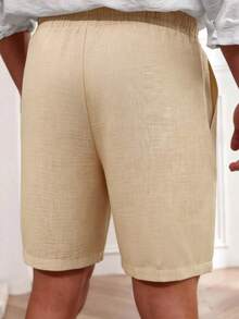 Men's Drawstring Waist Loose Casual Versatile Shorts - Apricot - View 2