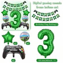 Bộ trang trí sinh nhật chủ đề game màu xanh lá cây 22 món, bao gồm biểu ngữ Chúc mừng sinh nhật, tay cầm chơi game và số màu xanh lá cây 40 inch, thích hợp cho tiệc sinh nhật, họp mặt, kỷ niệm, lễ hội, trang trí phông nền và trang trí tiệc ngoài trời. - Xem 13