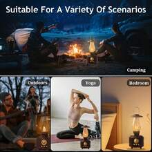 Lámpara de mesa vintage de queroseno con altavoz Bluetooth, luces LED recargables regulables infinitamente para dormitorio, lámparas de mesita impermeables IPX4 para acampada, fiesta, vacaciones - Grano de madera - Ver 8
