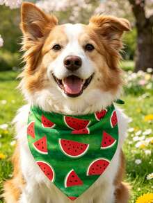 2 Stücke Haustier Hund Bandana Wassermelone Halstuch Kostüm Zubehör Sommer Dreieck Hund Schals Lätzchen für mittelgroße & große Hunde - Verschiedenfarbig - Übersicht 3