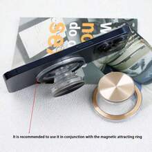 1pc Electroplated CD Pattern Magnetic Air Cushion Phone Holder, CD Pattern Magnetic Transparent Air Cushion Phone Holder, Round CD Pattern Magnetic Transparent Air Cushion Phone Holder, Expandable Air Cushion Slouchy Phone Holder - Multicolor - View 10