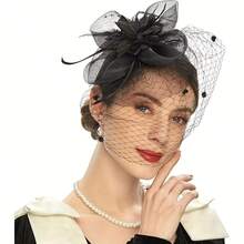HITYfascinator 1pc Net Derby Hat, Fashionable Headpiece Suitable For Tea Party, Halloween, Birthday, Horse Racing, Wedding, Church And Other Occasions, Comes With Headband And Hair Clip For Two Wearing Options - Multicolor - View 13