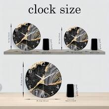 Large Black Marble-Patterned Glass Wall Clock, 12-24inch Luxurious Round Quartz Clock, Silent Battery-Powered, Handmade, Modern Living Room Decoration, Suitable For Living Room, Bedroom, Office Decoration, Holiday Gift - 1PC - View 5