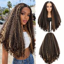 Women's Seamless V-Shaped Partial Wig, Curly & Straight Hair With Curled Ends, Synthetic Half-Head Wig - Multicolor - View 17