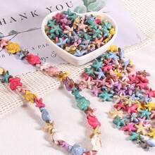 120Pcs Tie-Dye Starfish Acrylic Beads, Mixed Color Gradient Star Shape Loose Beads For DIY Jewelry Making, Ocean Style Crafts - Multicolor - View 6