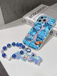 This Disney Stitch Lanyard Phone Case Is Fully Covered In TPU Material. It's Shockproof, Lightweight, And Compatible With IPhone17/16/11/13/15/15 Plus/15 Pro/15 Pro Max/12/14 Pro Max/11 Pro Max/12 Pro/12 Pro Max/13. This Phone Case Makes A Popular Birthday Gift Or Business Gift; It's Durable, Stain- And Fingerprint-Resistant, And Suitable For Both Men And Women. The Set Also Includes A Mickey Mouse Phone Case And A Stitch Plush Bracelet. It's A Perfect Gift For Friends And Family. This Stylish Phone Case Is Fun, Lightweight, And Durable. IPhone17 Pro Max Phone Case, Angel Phone Case. - trắng - Xem 5