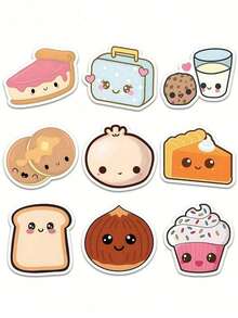 50 PIEZAS Pegatinas de comida lindas, pegatinas de vinilo para botellas de agua, portátiles, patinetas, pegatinas de verano, pegatinas multicolor, pegatinas de donas, manualidades, pegatinas creativas, suministros de scrapbooking para volver a la escuela - A - Ver 5