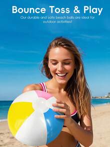 6 Colores Clásicos Pelota de Playa Inflable Arcoíris, Material PVC Impermeable, Adecuado para Fiesta de Piscina de Verano, Juegos, Decoración - Multicolor - Ver 8