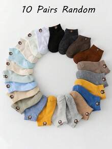 10 Pairs Random Color Bear Pattern Children's Low-Cut Socks, Suitable For Students Outdoor In Summer, Soft And Comfortable - Multicolor - View 19