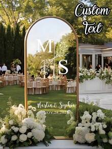 Custom Mirror Stickers Wedding Decor - Personalized Bride & Groom Initials, Wedding Signage Decoration DIY Wedding Stickers - Mirror Stickers "Welcome To The Wedding" - Custom Mirror Letter Stickers - "Happy Wedding" - Wedding Marriage Decoration/Modern Wedding Welcome Sign - Multicolor - View 1