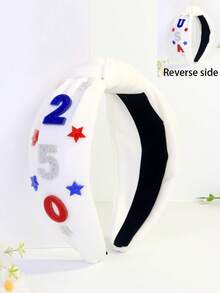 1pc Women's Cute Solid Color Headband, Suitable For 4th Of July US Independence Day 250th Anniversary Celebration, Knotted Wide Brim Headpiece, Red & Blue Festival Hair Accessory Hair Band Diadema Hair Hoop,Travel,Birthday - Multicolor - View 15