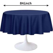 Juego de 3 manteles redondos morados de 84 x 84 pulgadas, manteles desechables de plástico para baby shower, boda, fiesta de cumpleaños, picnic, mantel redondo morado - Mantel de plástico azul marino - Ver 3