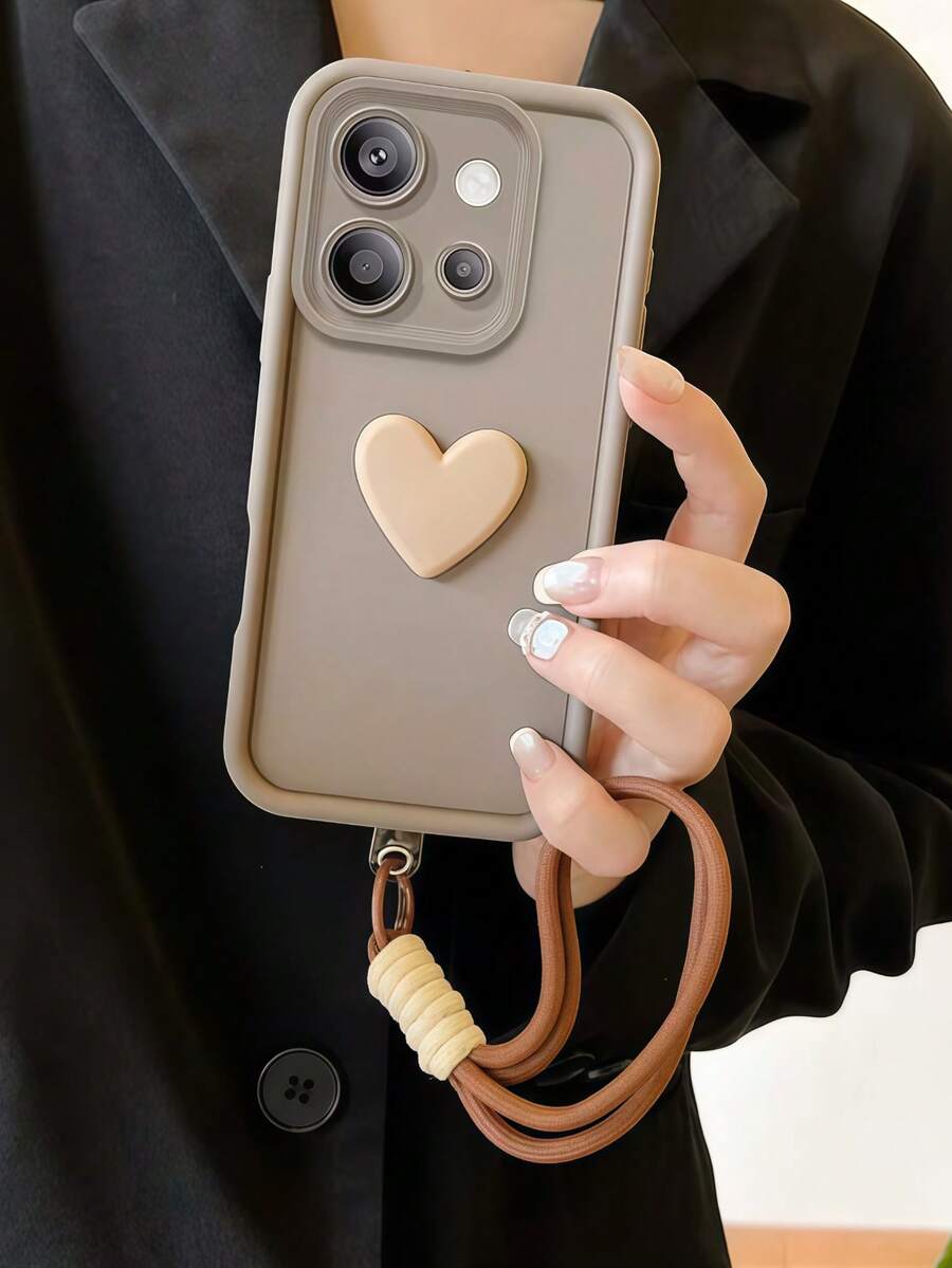 1个可爱心形腕带，配有布质挂绳；哑光手机壳，兼容苹果7/8/X/XR/XS Max/11/12/13/14/15/16/17 Pro Max、三星Galaxy A14/A15/A16/A17/A04/A05/A06/A07/A54/A55/A56/A57/A34/A35A/36/A37/S26/S26 Plus/S26 Ultra、Transsion SMART7/8、G05、荣耀400/400 Pro/400 Lite - 棕色 - 查看 1