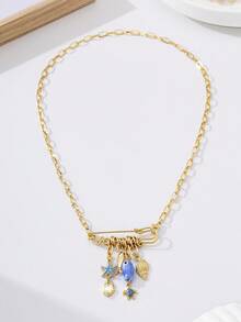 1 pieza Elegante collar con colgante de broche de nicho de estilo de playa con diseño de perlas de strass, adecuado para uso diario y vacaciones en la playa de las mujeres - collar - Ver 9