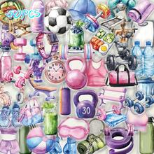 50pcs Fitness Themed Fun And Creative Hand Drawn DIY Stickers For Decorating Phone Cases, Laptops, And Guitars - Multicolor - View 9