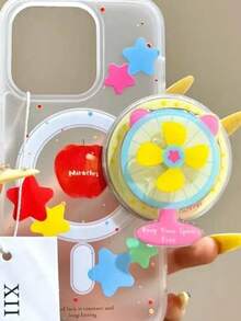 Cute Rotatable Windmill Magnetic Phone Grip Stand, Cartoon Star Transparent Phone Case Holder For Phone - Multicolor - View 4
