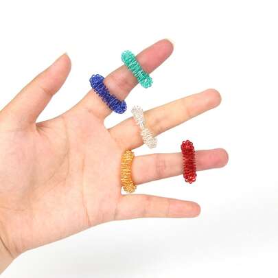 5pcs/Set New Finger Tip Massage Spring Decompression Toys, Multi-Color Finger Soothing Massage Rings, Mini Finger Massage Rings, Finger Massage Spring Rings, Spring Decompression Toys, Finger Soothing Massage Springs, Finger Tip Massage Rings, Office Fidget Toys Finger Massage Springs, Creative Finger Decompression Toys Finger Massage, Spring Massage Rings